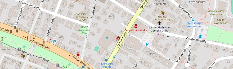 Lageplan: Gartenstraße 7, 88212 Ravensburg